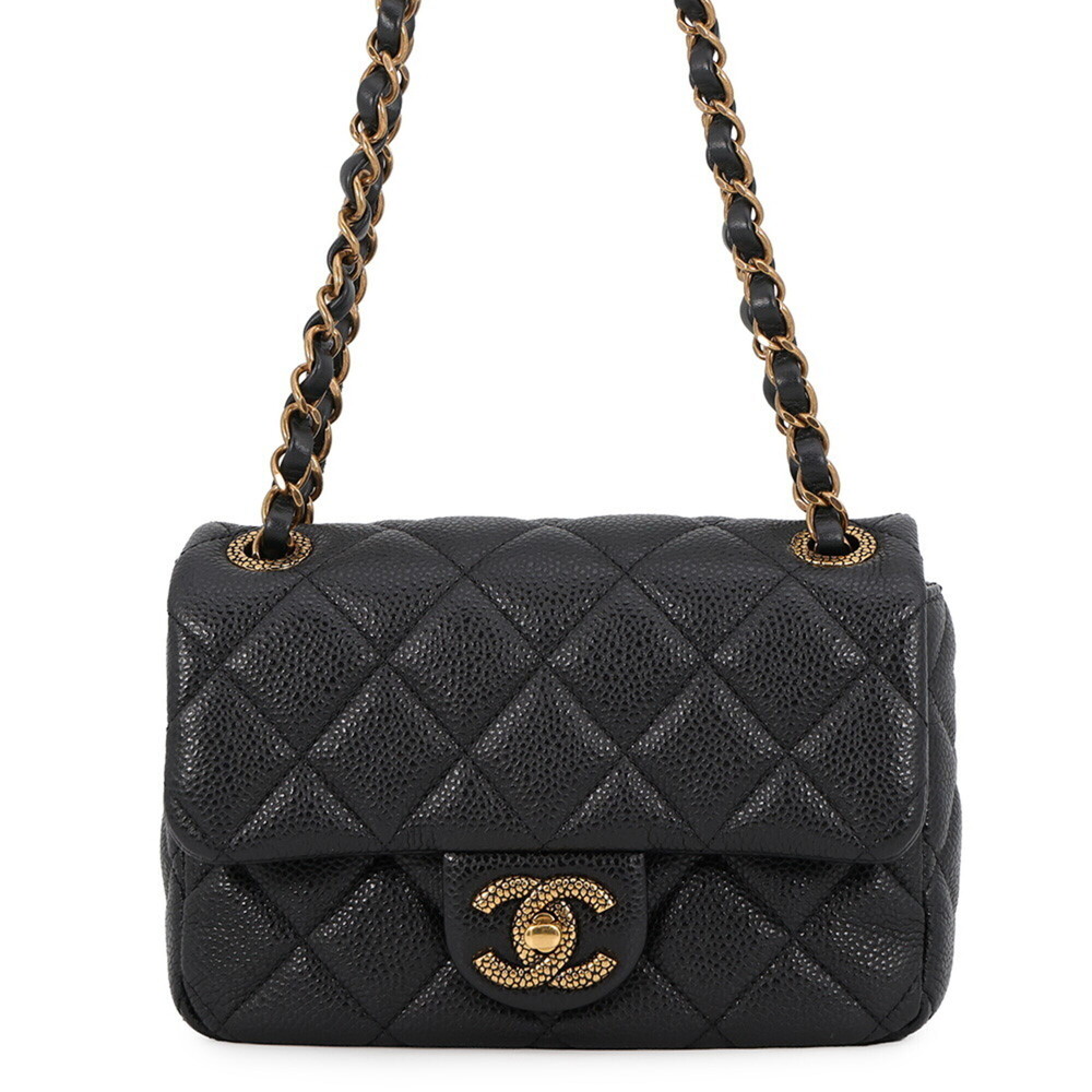 Chanel Chain Shoulder Bag Mini Matelassé Coco Mark Caviar Skin AS5098 CHANEL ...